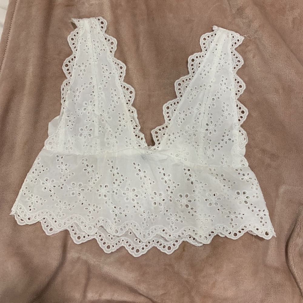 White lace crop top